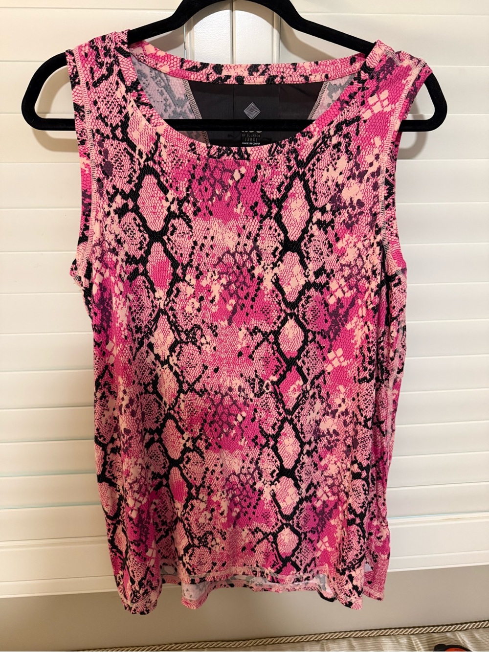 Pink Snake-Print Sleeveless Tank Top